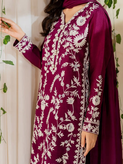 Magenta Embroidered 3Pc