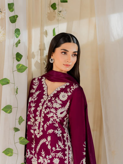 Magenta Embroidered 3Pc